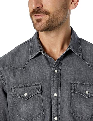 Amazon Essentials - Camisa tejana de manga larga y corte recto para hombre, gris, US S (EU S)