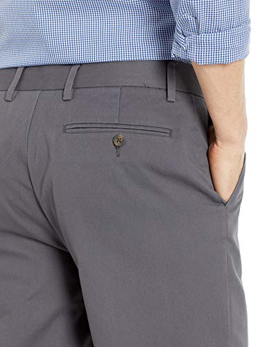 Amazon Essentials – Pantalón chino sin pinzas en la parte delantera, resistente a las arrugas, de corte recto para hombre, Gris (Grey), W38 x L30