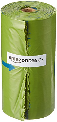 AmazonBasics - Bolsa mejorada para heces de perro con aditivos EPI y dispensador y pinza para correa - 270 unidades, polvo de talco