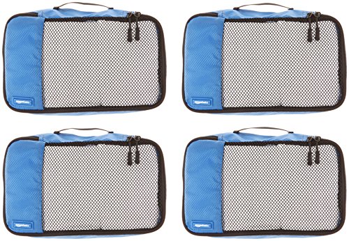 AmazonBasics - Bolsas de equipaje pequeñas (4 unidades), Azul