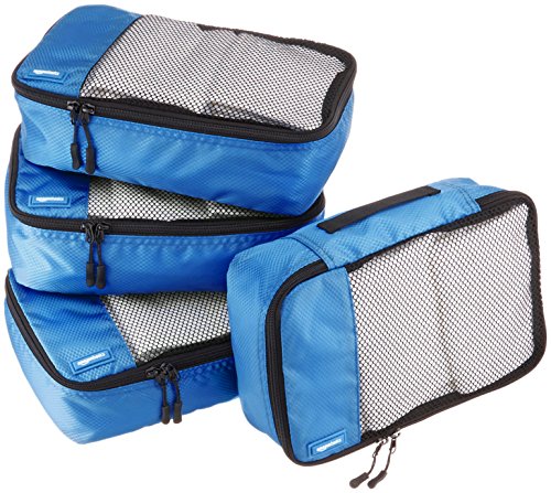 AmazonBasics - Bolsas de equipaje pequeñas (4 unidades), Azul