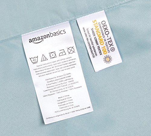 AmazonBasics - Juego de ropa de cama con funda nórdica de microfibra y 1 funda de almohada - 135 x 200 cm, azul spa