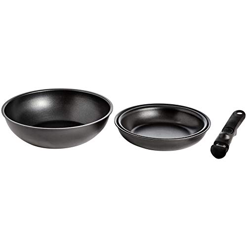 AmazonBasics - Juego de utensilios de cocina de 11 piezas con tapas, mango desmontable y espátula