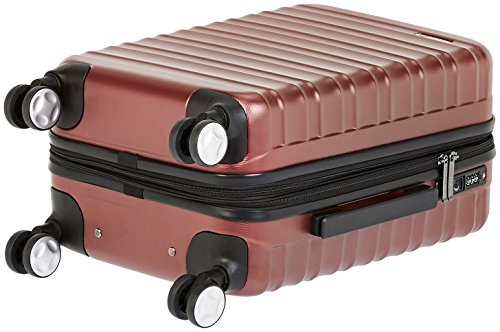 AmazonBasics - Maleta de mano rígida de alta calidad, con ruedas y cerradura TSA incorporada, 55 cm, Rojo