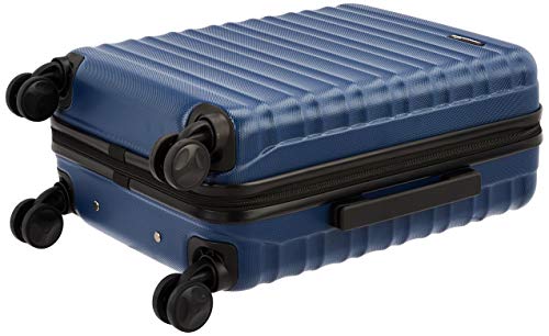 AmazonBasics - Maleta rígida con ruedas, 55 cm, tamaño para cabina, azul marino, apto para la mayoría de las aerolíneas de bajo coste