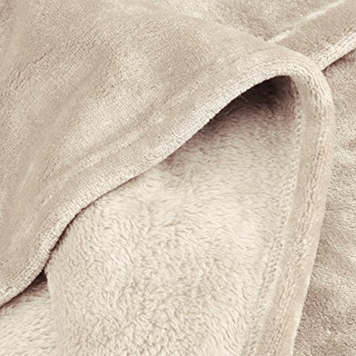 AmazonBasics - Manta, hecha de felpa de terciopelo suave - 127 x 152 cm - colores arena