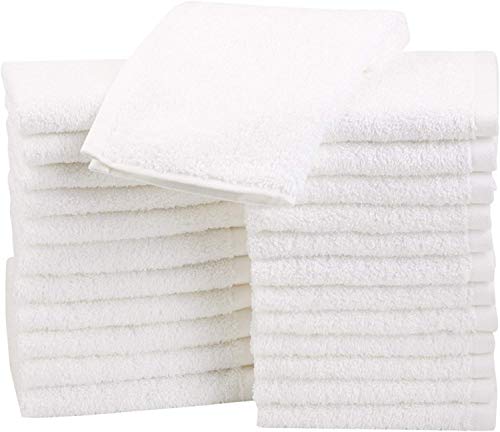 AmazonBasics - Paños de algodón (30,5 x 30,5 cm), pack de 24 - Blanco