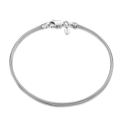 Amberta® Joyería - Pulsera - Fina Plata De Ley 925 - Cadena de Serpiente - 1.9 mm - 18 19 20 cm (18cm)