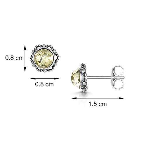 Amberta Plata de ley (925/1000) plata de ley redondo amarillo ámbar