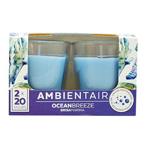 Ambientair VV002OCAAGC aromáticas de Aroma océano Brisa Marina. Dos Unidades. Velas perfumadas con Cera Vegetal y Perfume Natural con una duración Estimada de 20 Horas Cada