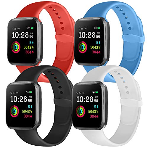 Ameni Correa Compatible con Apple Watch 44mm 42mm 38mm 40mm, Pulsera Silicona Suave de Repuesto para iWatch Series 5 4 3 2 1 (42mm/44mm M/L, Rojo/Azul/Blanco/Negro)