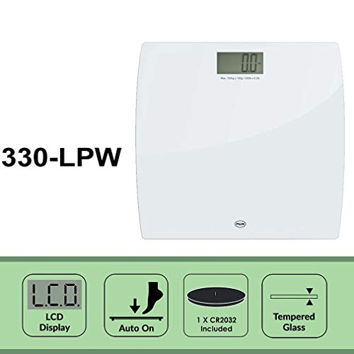 American Weigh Scales 330LPW - Báscula de baño (LCD, Color blanco, 29,97 cm, 30,73 cm, 1,8 cm, CR2032)