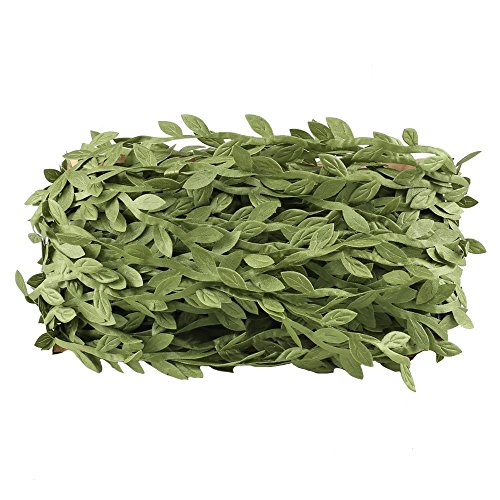 Amkun - Enredaderas artificiales con hojas de ratán verde (accesorio para boda, pared, manualidades, decoración de fiestas), 40 m