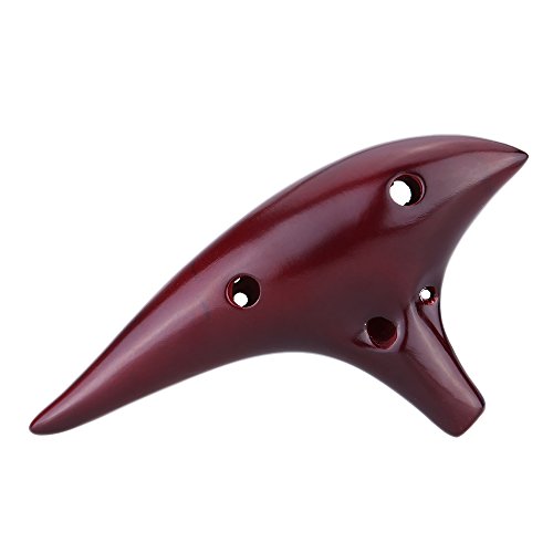 Ammoon® 12 Agujeros Ocarina de Cerámica Flauta Alto C Quemadura Ahumado Estilo Submarino Instrumento Musical con Partitura para el Principiante y Amante de la Música