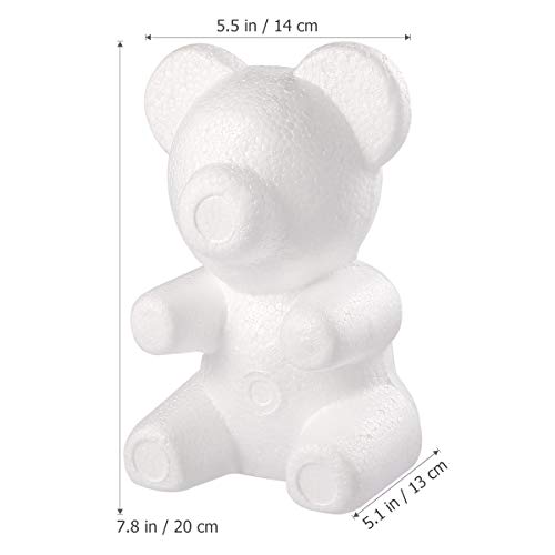 Amosfun 2 moldes de espuma de poliestireno para modelar formas de osos de espuma para manualidades, arreglos de flores de oso de rosa, 13 cm x 20 cm, color blanco