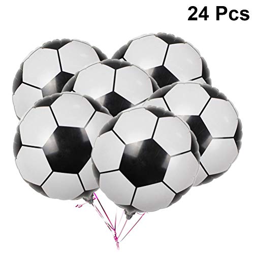 Amosfun 24Pcs Globos de fútbol 4D Balón de Aluminio de fútbol Globos Mylar Globos de fútbol Decoración de la Fiesta de cumpleaños de fútbol Suministros para Fiestas 18 Pulgadas