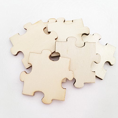 Amosfun 50 Unids Puzzle En Blanco Sin Terminar Recorte De Madera Libro de Visitas de Boda Rompecabezas de Madera Piezas de Arte para Arte Suministros de Artesanía