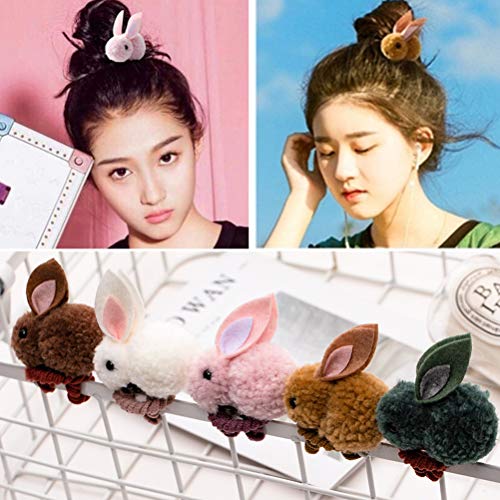 AMOSFUN Conejito de Pascua Orejas de Conejo, Cinta elástica para el Cabello Titulares de la Cola de Caballo Arco para el Cabello Accesorios para el Cabello Traje de Pascua para niños pequeños y bebés