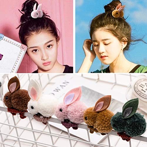 AMOSFUN Conejito de Pascua Orejas de Conejo, elástico, Lazos para el Pelo, Cola de Caballo, Cabello, Arco, Accesorios para el Cabello, Traje de Pascua para niños pequeños y bebés (Verde)