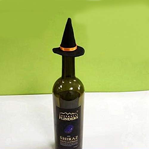 Amosfun - Juego de 6 mini sombreros de bruja de Halloween para botella de vino, decoración de adornos de Halloween