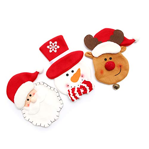 Amosfun Navidad Cubiertos Cubiertos Bolsillos Santa Claus Tenedor Cuchara Cuchillo Bolsas Navidad vajilla Cubiertos Bolsas para Vacaciones Mesa decoración Suministros 3 Piezas