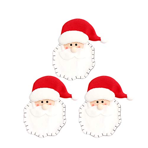 Amosfun Navidad Cubiertos Cubiertos Bolsillos Santa Claus Tenedor Cuchara Cuchillo Bolsas Navidad vajilla Cubiertos Bolsas para Vacaciones Mesa decoración Suministros 3 Piezas