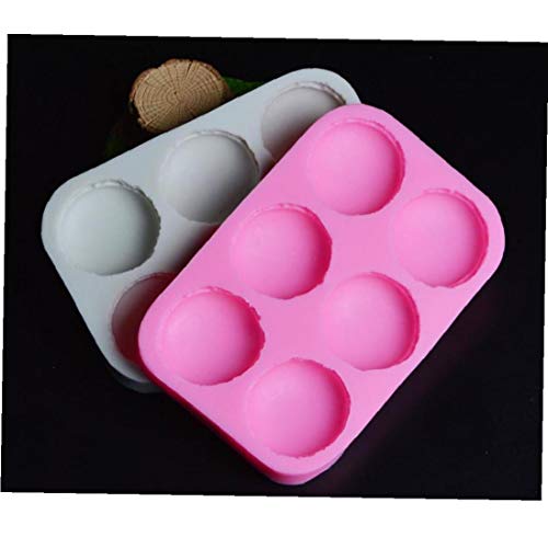 Amoyer 6 Agujeros Macaron Molde del silicón de la Pasta de azúcar del Molde de Pastel de Chocolate adorna Herramientas de Molde para Hornear prácticas en Suministro índice (Color Azar)