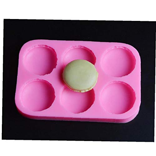 Amoyer 6 Agujeros Macaron Molde del silicón de la Pasta de azúcar del Molde de Pastel de Chocolate adorna Herramientas de Molde para Hornear prácticas en Suministro índice (Color Azar)