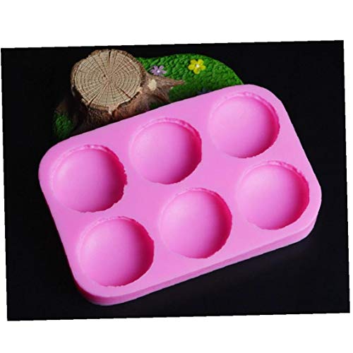 Amoyer 6 Agujeros Macaron Molde del silicón de la Pasta de azúcar del Molde de Pastel de Chocolate adorna Herramientas de Molde para Hornear prácticas en Suministro índice (Color Azar)