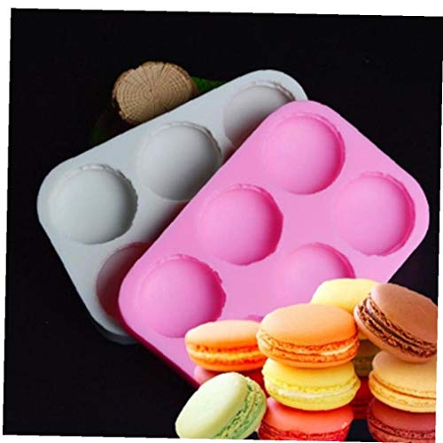 Amoyer 6 Agujeros Macaron Molde del silicón de la Pasta de azúcar del Molde de Pastel de Chocolate adorna Herramientas de Molde para Hornear prácticas en Suministro índice (Color Azar)