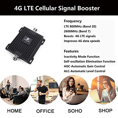 Amplificador de Señal Móvil Señal LTE 4G para Rurales, Urbanas, Casa, Oficina - Amplificador de Cobertura Móvil de 800MHz 2600MHz - Admite Todos los Teléfonos Móviles