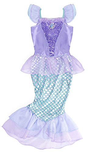 AmzBarley Sirena Vestido Niña Sirenita Princesa Disfraz Ropa Niña Cumpleaños Accesorios Boda Fiesta Bautizo Cosplay Halloween Carnaval Navidad 3-4 Años