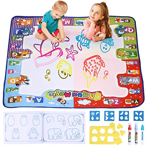 amzdeal Agua Dibujo Pintura Alfombra de Agua Doodle para niño , esteras de Agua Doodle con 1* Libro magico, 3* bolígrafos para Pintar