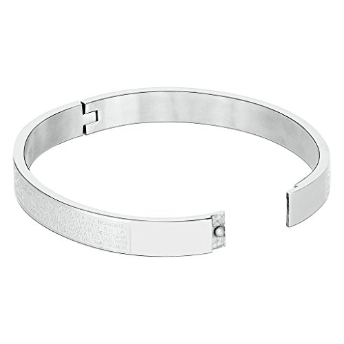 AnaZoz Joyería de Moda Acero Inoxidable Pulsera de Hombre Forma Grabado Cruz y Biblia Plata Pulsera Para Hombre