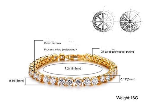 AnazoZ Pulsera de Mujer Pulsera de Tenis para Mujer Cristal 18K Chapado en Oro Blanco CZ Cubic Zirconia 185MM Oro Link Brazalete Claire