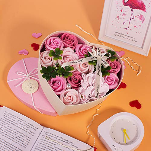 ANBET Caja de Regalo de Flores Falsas Jabón Artificial Rose preservada para Siempre Regalo de Flores para Damas para el Día de la Madre, el Día de San Valentín, el Día del Maestro, Boda (Rosa)