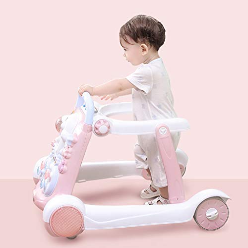 Andador de bebe Baby Walker Música antivuelco 6/7-18 Meses Baby Hand Push Can Sentador Multifuncional para niños FANJIANI