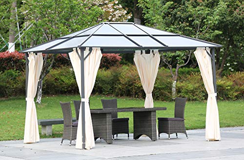 Angel Living 3 * 3.6m Gazebo de Aluminio y Acero, Cenador con Techo de Panel de PC para Resistente al Agua y UV, Pabellón con 4 Lados Laterales