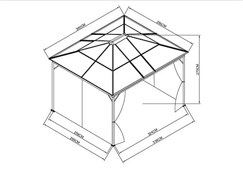 Angel Living 3 * 3.6m Gazebo de Aluminio y Acero, Cenador con Techo de Panel de PC para Resistente al Agua y UV, Pabellón con 4 Lados Laterales