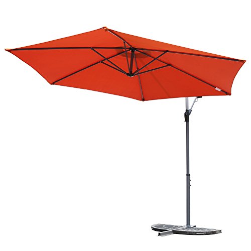 Angel Living 3M Parasol Excéntrico Sombrilla Voladiza con Manivela para Patio Exterior, Grande y Estable (Terracota)