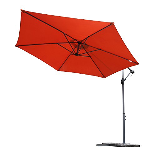 Angel Living 3M Parasol Excéntrico Sombrilla Voladiza con Manivela para Patio Exterior, Grande y Estable (Terracota)