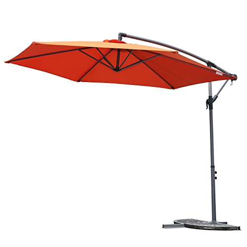 Angel Living 3M Parasol Excéntrico Sombrilla Voladiza con Manivela para Patio Exterior, Grande y Estable (Terracota)