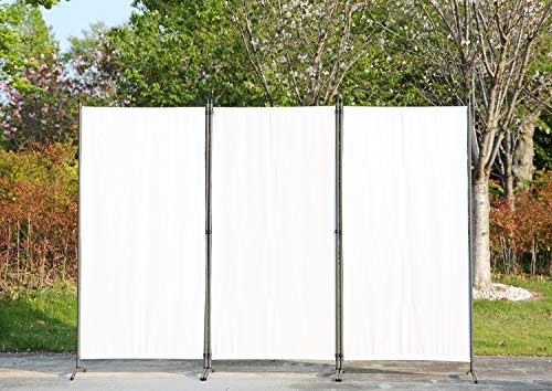 Angel Living Biombo Grande de 3 Paneles, Decoración Elegante, Separador de Ambientes Plegable, Divisor de Habitaciones, 250X170 cm (Blanco)