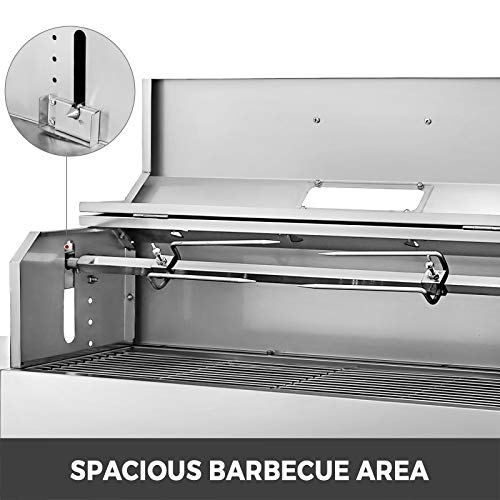 Anhon Barbacoas de Carbón Parrilla con Ruedas para Jardín Exterior BBQ Barbacoa de Carbón 27.5 x 79 cm Tradicional de Parrilla de Carbón Barbacoa con Tapa 4 Rollos Gran Cantidad