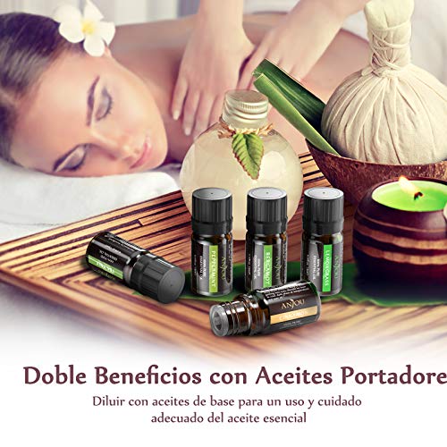 Anjou Aceites Esenciales 12 pcs,Aceites Esenciales para Difusor 100% Natural Pura,Lavanda,Árbol de Té,Eucalipto,Naranja Dulce,Menta,Bergamota,Hierba de Limón,Incienso