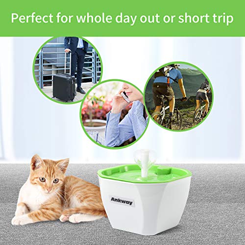 Ankway Bebedero Gatos, Fuente para Gatos Automático Bebedero para Mascotas 1.6L con filtros de Carbón y Detector de Nivel de Agua, Dispensador de Mascotas Silenciosa para Gatos y Perros