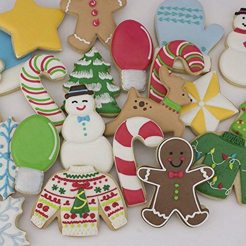 Ann Clark Cookie Cutters Juego de 11 cortadores de galletas Navidad con libro de recetas, copo de nieve, árbol de Navidad, bastón de caramelo, reno y más - Acero fabricado en EE. UU.