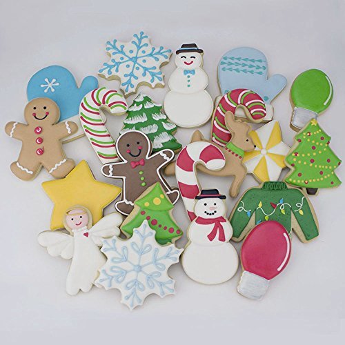 Ann Clark Cookie Cutters Juego de 11 cortadores de galletas Navidad con libro de recetas, copo de nieve, árbol de Navidad, bastón de caramelo, reno y más - Acero fabricado en EE. UU.