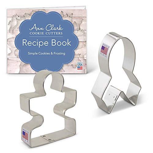 Ann Clark Cookie Cutters Juego de 2 cortadores de galletas concienciación con libro de recetas, lazo de concienciación y pieza de rompecabezas del autismo