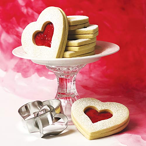 Ann Clark Cookie Cutters Juego de 4 cortadores de galletas boda con libro de recetas, vestido de boda, tarta nupcial, sortija de diamantes y corazón - Acero fabricado en EE. UU.
